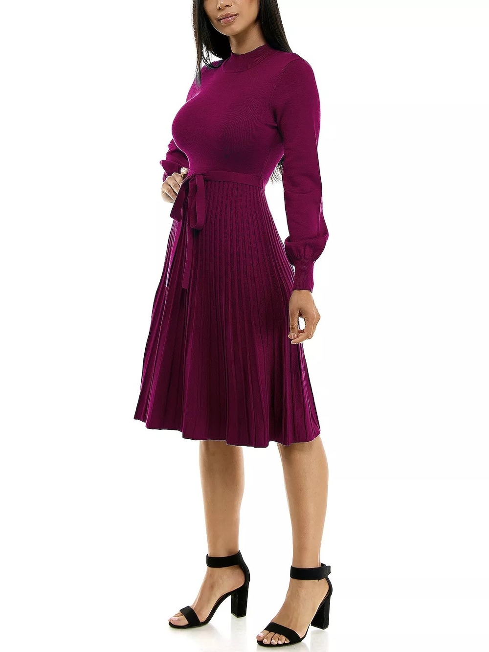 Nwt Nina Leonard Sangria Dress Pleated Midi Casual Career Travel Stretch 2X